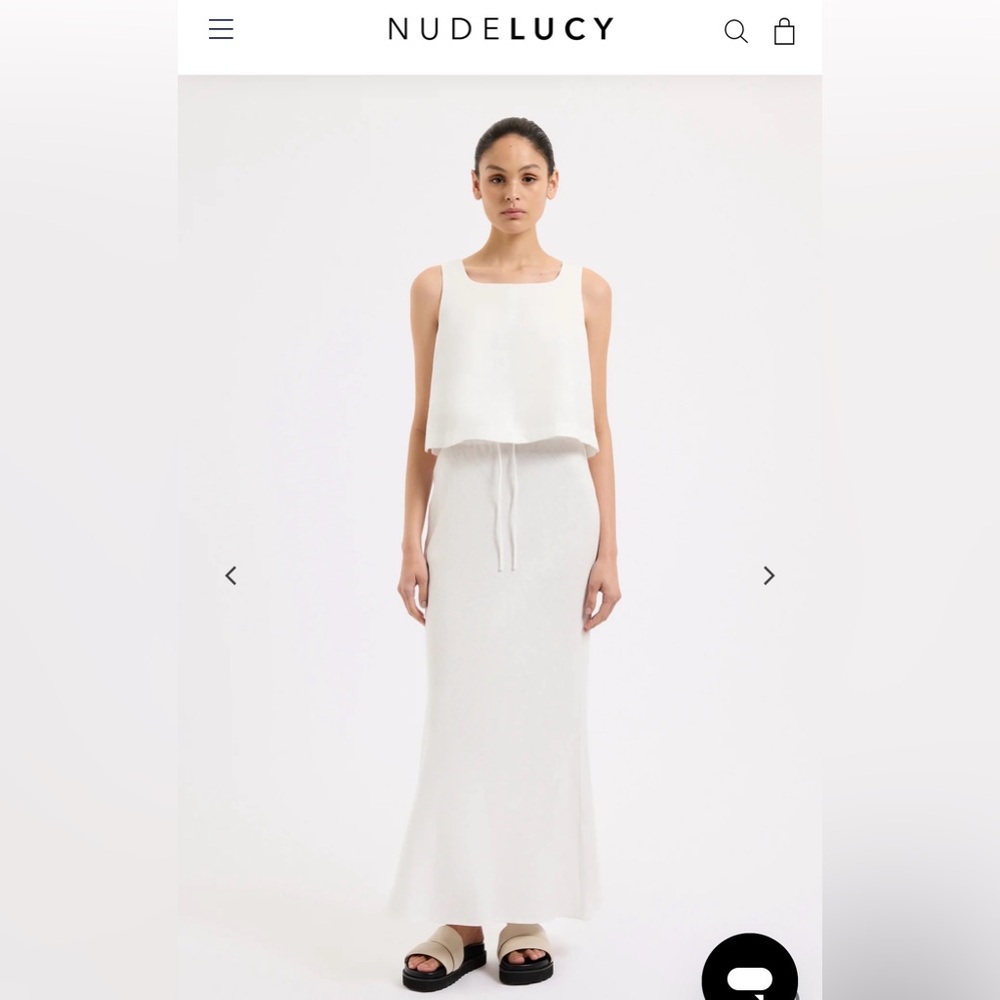 Nude Lucy White Maxi Linen Skirt